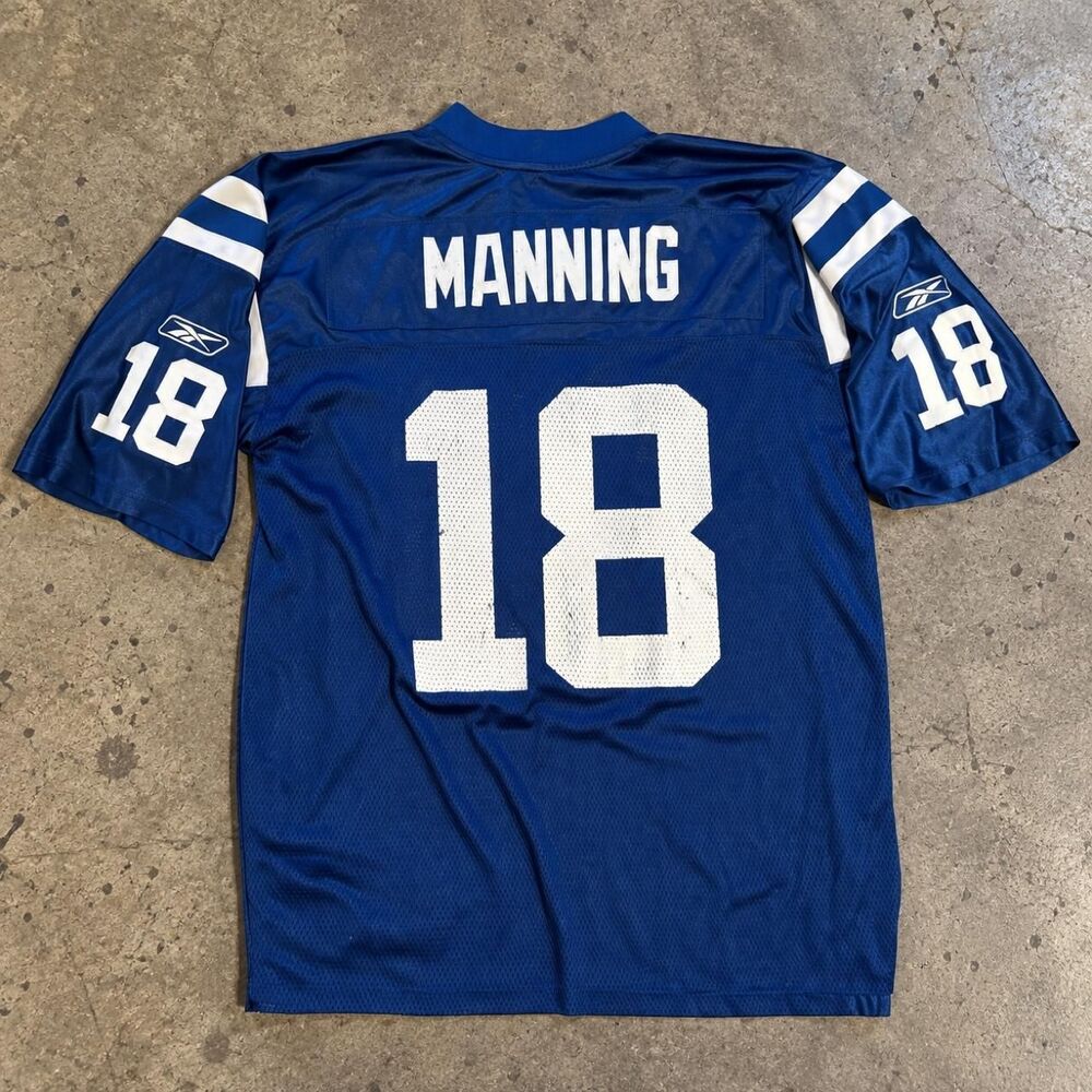 Peyton Manning Indianapolis Colts #18 Reebok NFL Jersey Men's L Blue